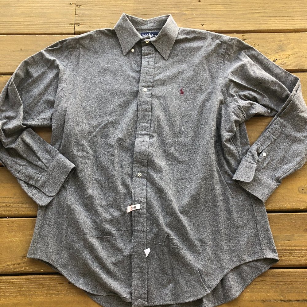 Ralph Lauren Grey Flannel Looking Long Sleeve Button-Up